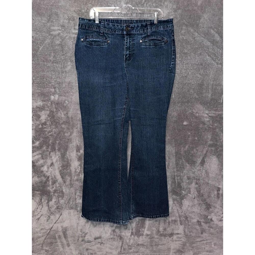 Fantasy Straight Leg Jeans Women's Size 18 Blue Denim Flat Front Pocket Stretch